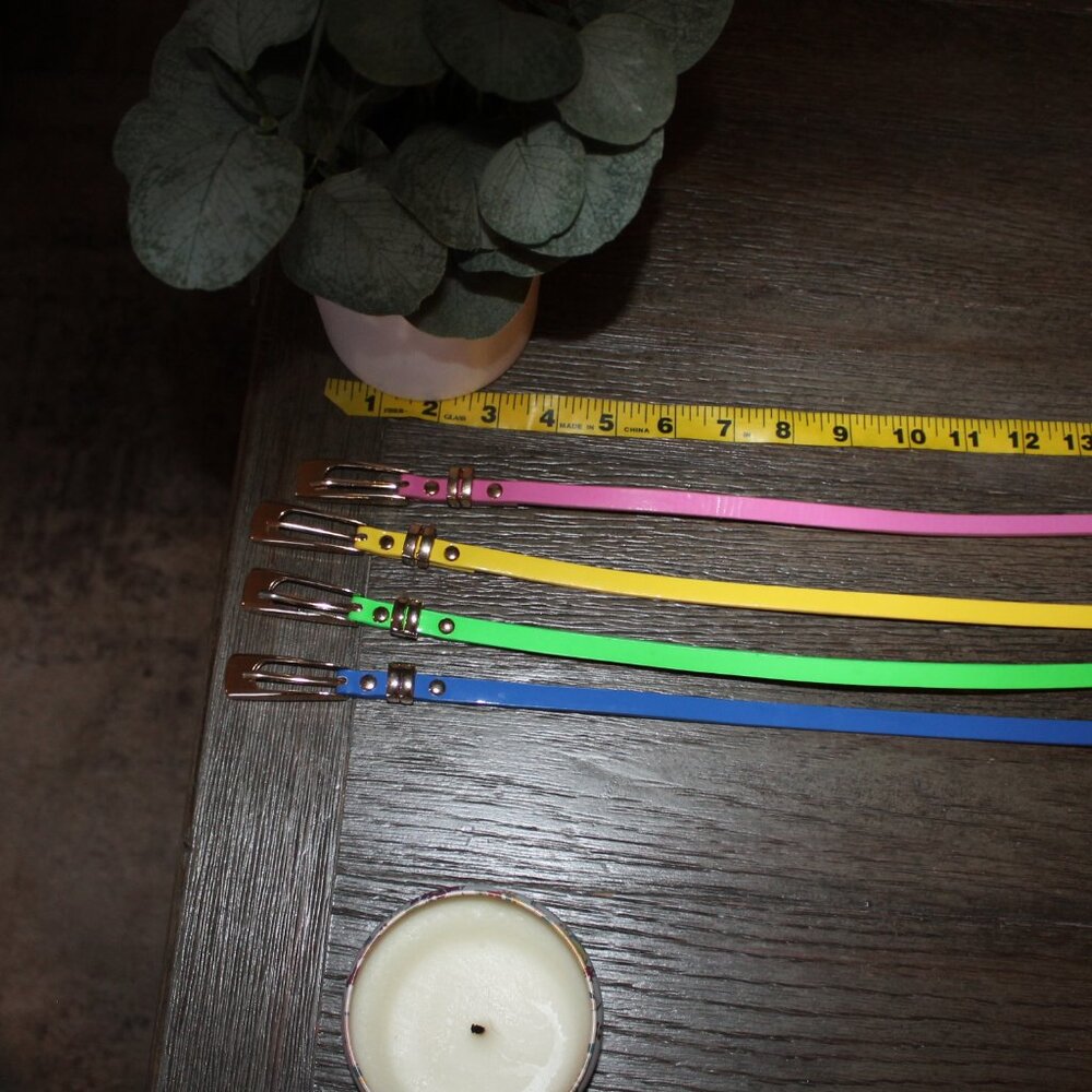 womens skinny faux patent leather dress belts lot of 4